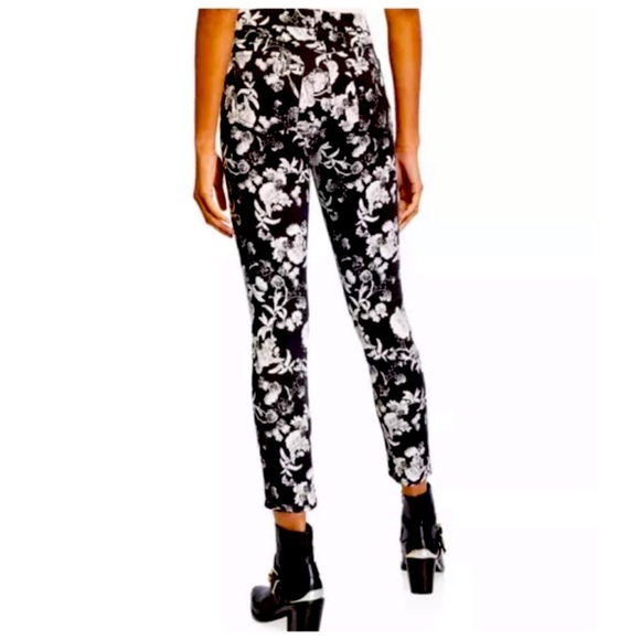 JEN 7 FOR ALL MANKIND SPECIAL DYED ANKLE SKINNY JEANS BLACK WHITE GRAY FLORAL - Picture 3 of 15